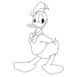 Donald Duck Standing In Style Free Coloring Page for Kids