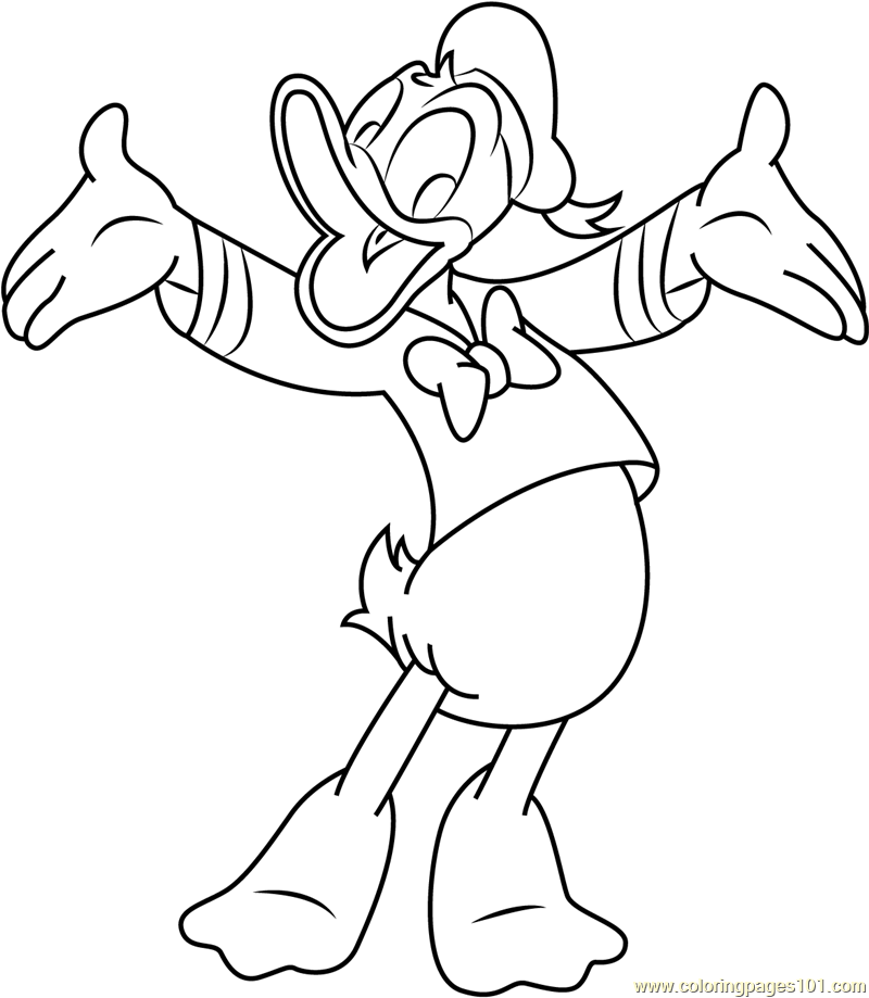Donald Duck a Cartoon Character Coloring Page for Kids - Free Donald Duck Printable  Coloring Pages Online for Kids  | Coloring Pages for  Kids