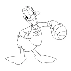 Playing With Ball Donald Duck Free Coloring Page for Kids