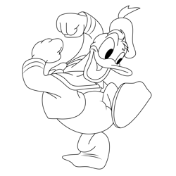 Running Donald Duck Free Coloring Page for Kids