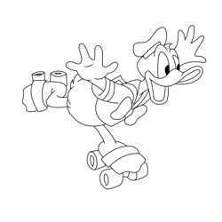 Skating Donald Duck Free Coloring Page for Kids