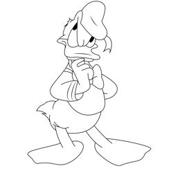 Thinking Donald Duck Free Coloring Page for Kids