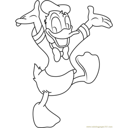 Cheerful Donald Duck Free Coloring Page for Kids