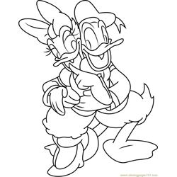 Donald Daisy Duck Hug Free Coloring Page for Kids
