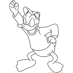 Donald Duck Cheering Free Coloring Page for Kids