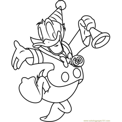Donald Duck Dancing Free Coloring Page for Kids