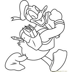 Donald Duck Going to School Free Coloring Page for Kids