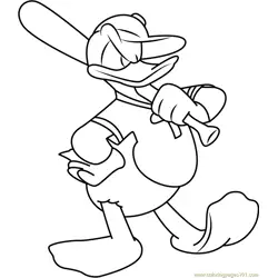 Donald Duck Play Baseball Free Coloring Page for Kids