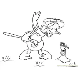 Donald Duck Play Golf Free Coloring Page for Kids