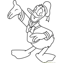 Donald Duck Showing Something Free Coloring Page for Kids