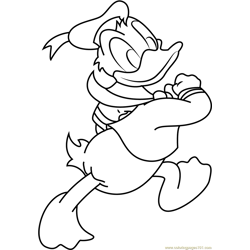 Happy Donald Duck Free Coloring Page for Kids