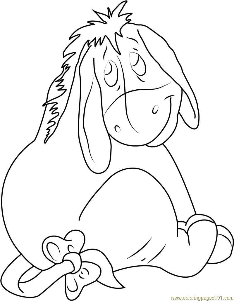 Eeyore Looking Back Coloring Page for Kids - Free Eeyore Printable