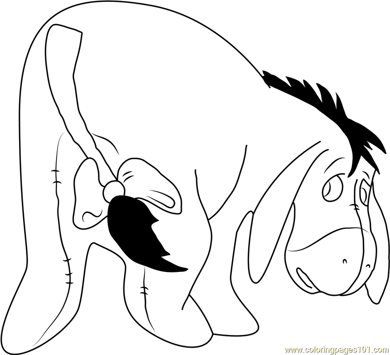 Eeyore in Winnie the Pooh Coloring Page for Kids - Free Eeyore