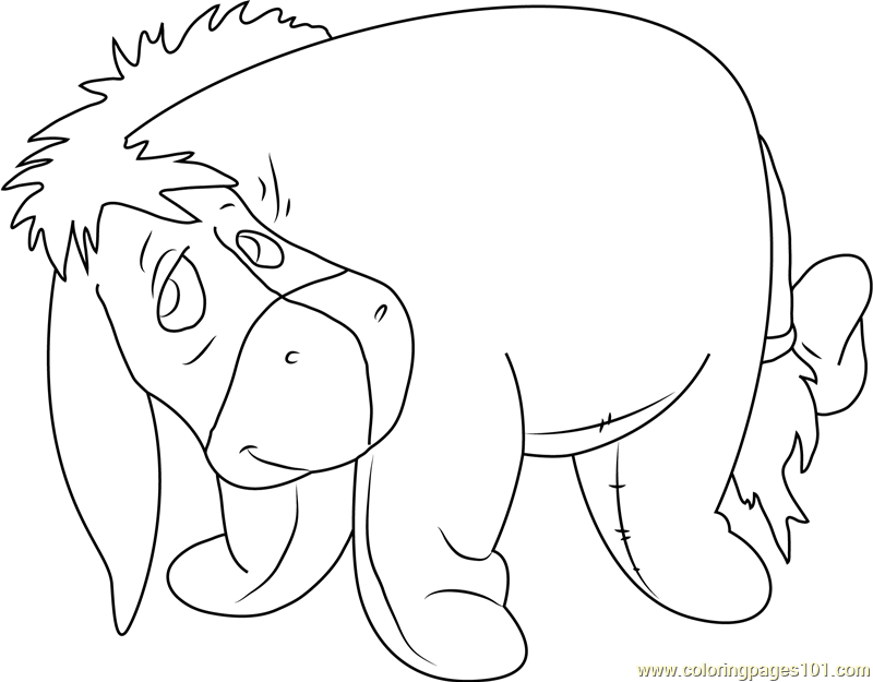 Sad Eeyore Coloring Page for Kids - Free Eeyore Printable Coloring