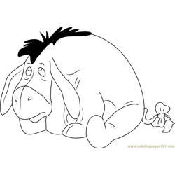 Eeyore Sitting Free Coloring Page for Kids