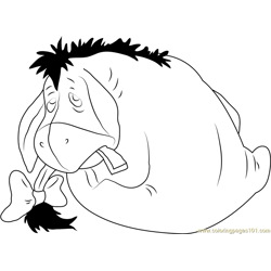 Eeyore having Tail in Mouth Free Coloring Page for Kids
