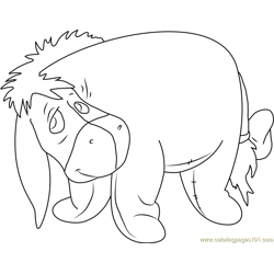 Eeyore having pot on his Head Coloring Page for Kids - Free Eeyore