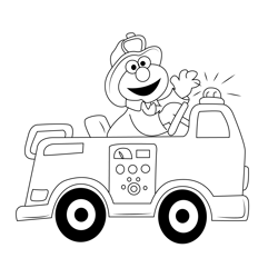 Elmo Fire Truck Free Coloring Page for Kids