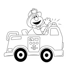 Elmo Fire Truck Free Coloring Page for Kids