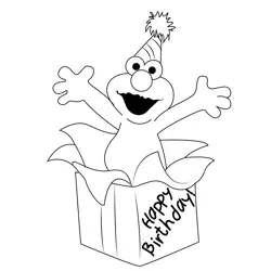 Elmo Happy Birthday Free Coloring Page for Kids