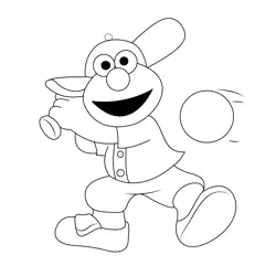 Elmo Playing Baseball Free Coloring Page for Kids