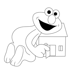 Elmo Playing Free Coloring Page for Kids
