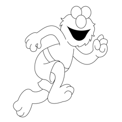 Elmo Running Fast Free Coloring Page for Kids