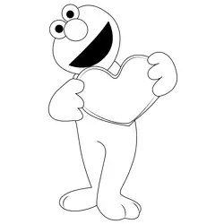 Elmo With Heart Free Coloring Page for Kids
