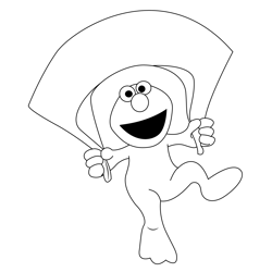 Flying Elmo Free Coloring Page for Kids