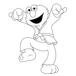 Karate Elmo Free Coloring Page for Kids