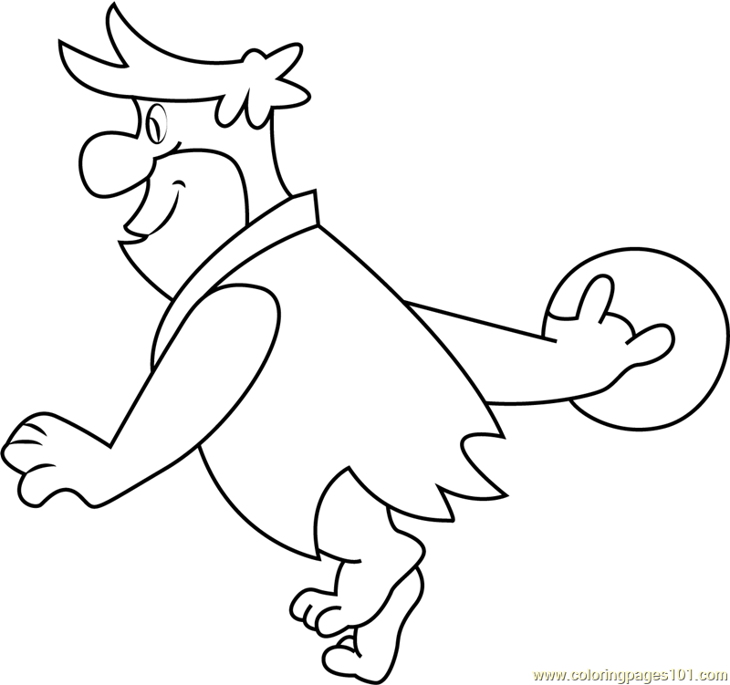 Fred Flintstones Play Bowling Coloring Page for Kids - Free Fred