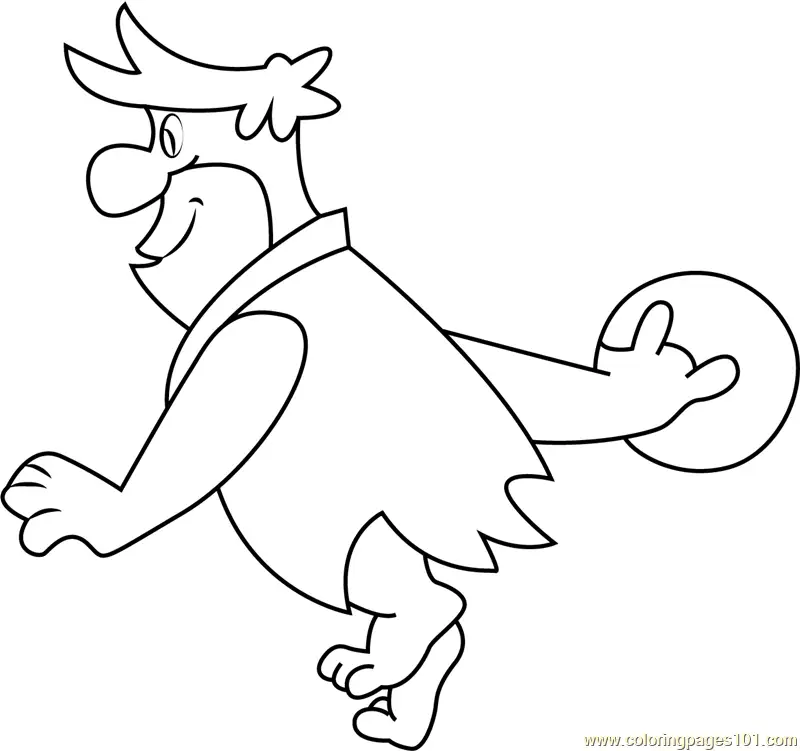 Fred Flintstones Play Bowling Coloring Page for Kids - Free Fred