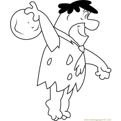 Fred Flintstone Bowling Free Coloring Page for Kids