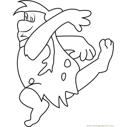 Fred Flintstone Dancing Free Coloring Page for Kids