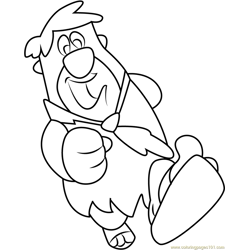 Fred Flintstone Running Free Coloring Page for Kids