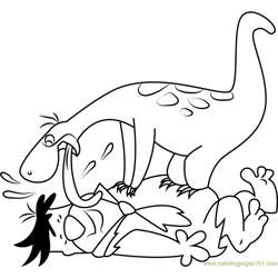 Fred Flintstone and Dino Free Coloring Page for Kids