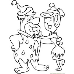 Fred Flintstone and Wilma Flintstone Dancing Free Coloring Page for Kids