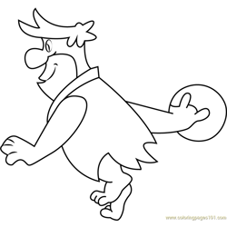 Fred Flintstones Play Bowling Free Coloring Page for Kids