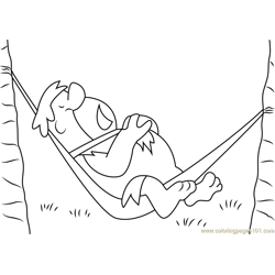 Fred Flintstones Sleeping Free Coloring Page for Kids