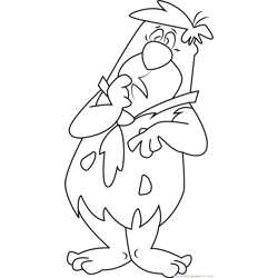 Fred Flintstones Thinking Free Coloring Page for Kids