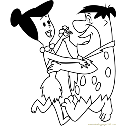 Fred and Wilma Flintstone Free Coloring Page for Kids