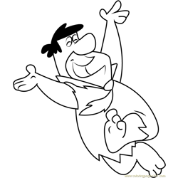Happy Fred Flintstones Free Coloring Page for Kids