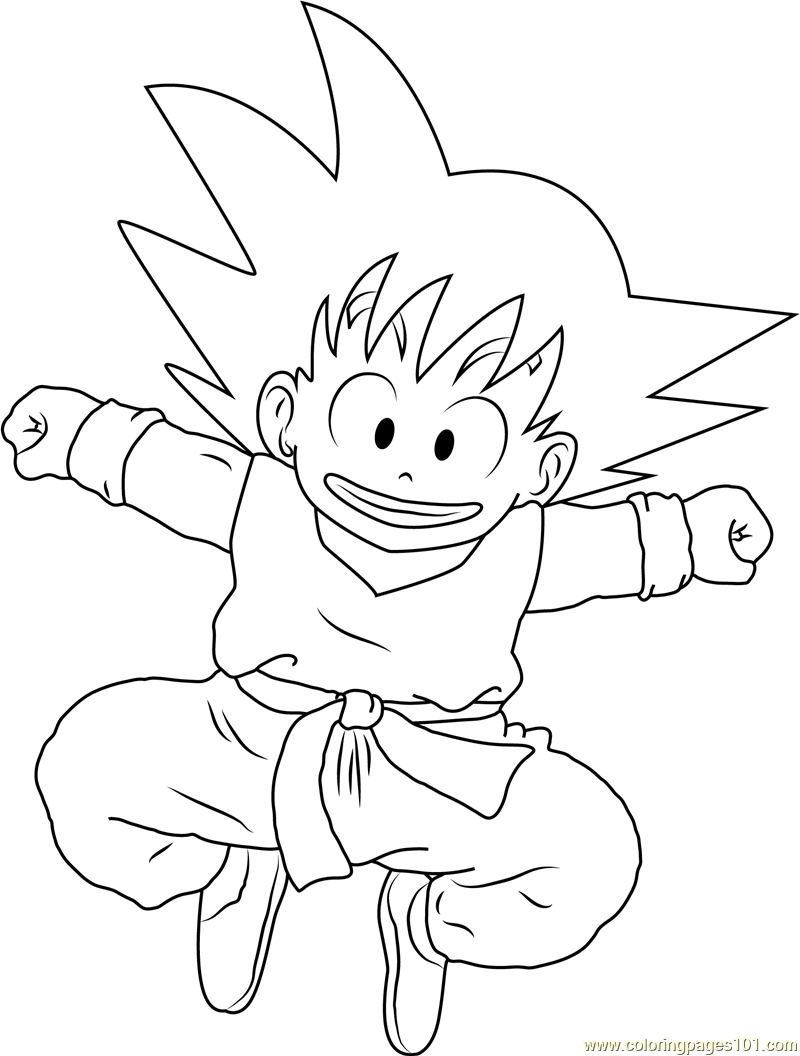 Smiling Goku Coloring Page for Kids - Free Goku Printable Coloring