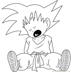 Goku Sleeping Free Coloring Page for Kids
