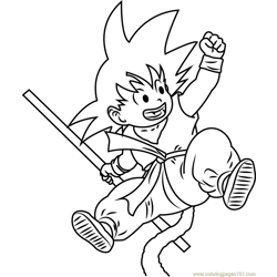 Jumping Goku Free Coloring Page for Kids