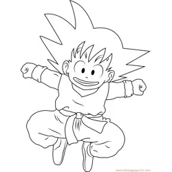 Smiling Goku Free Coloring Page for Kids