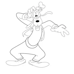 Confused Goofy Free Coloring Page for Kids