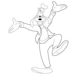 Dancing Goofy Free Coloring Page for Kids