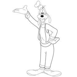 Goofy Standing In Style Free Coloring Page for Kids