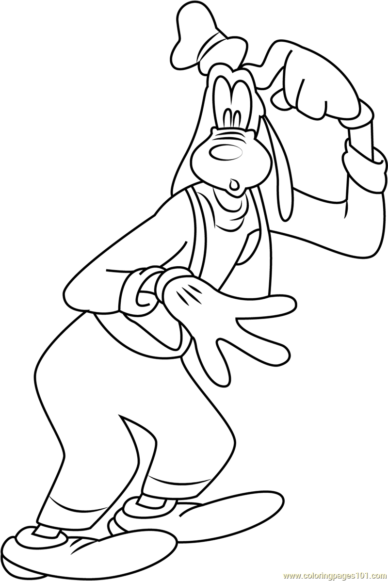Goofy Thinking Coloring Page for Kids   Free Goofy Printable ...